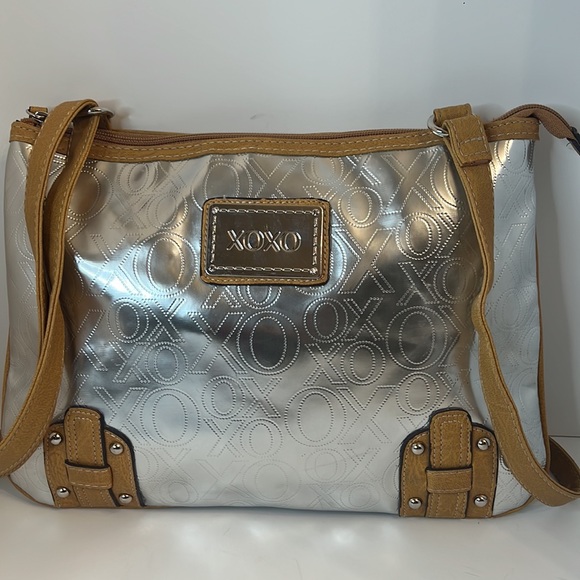 XOXO Bags Xoxo Sliver And Brown Logo Signature Crossbody Hand Bag